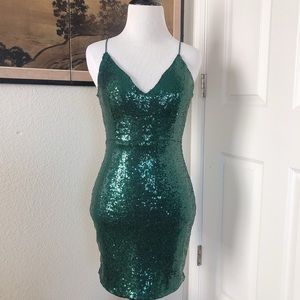Green Trendy Sequin Party Bodycon Dress
